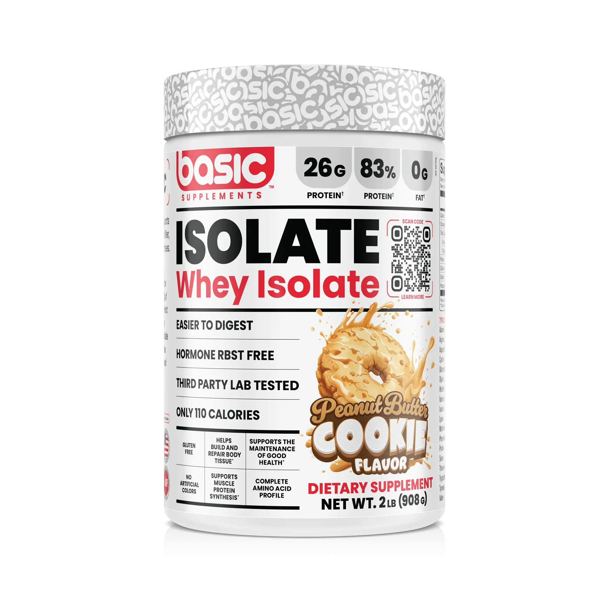 Basic Supplements Basic Isolate 2lb, Peanut Butter Cookie