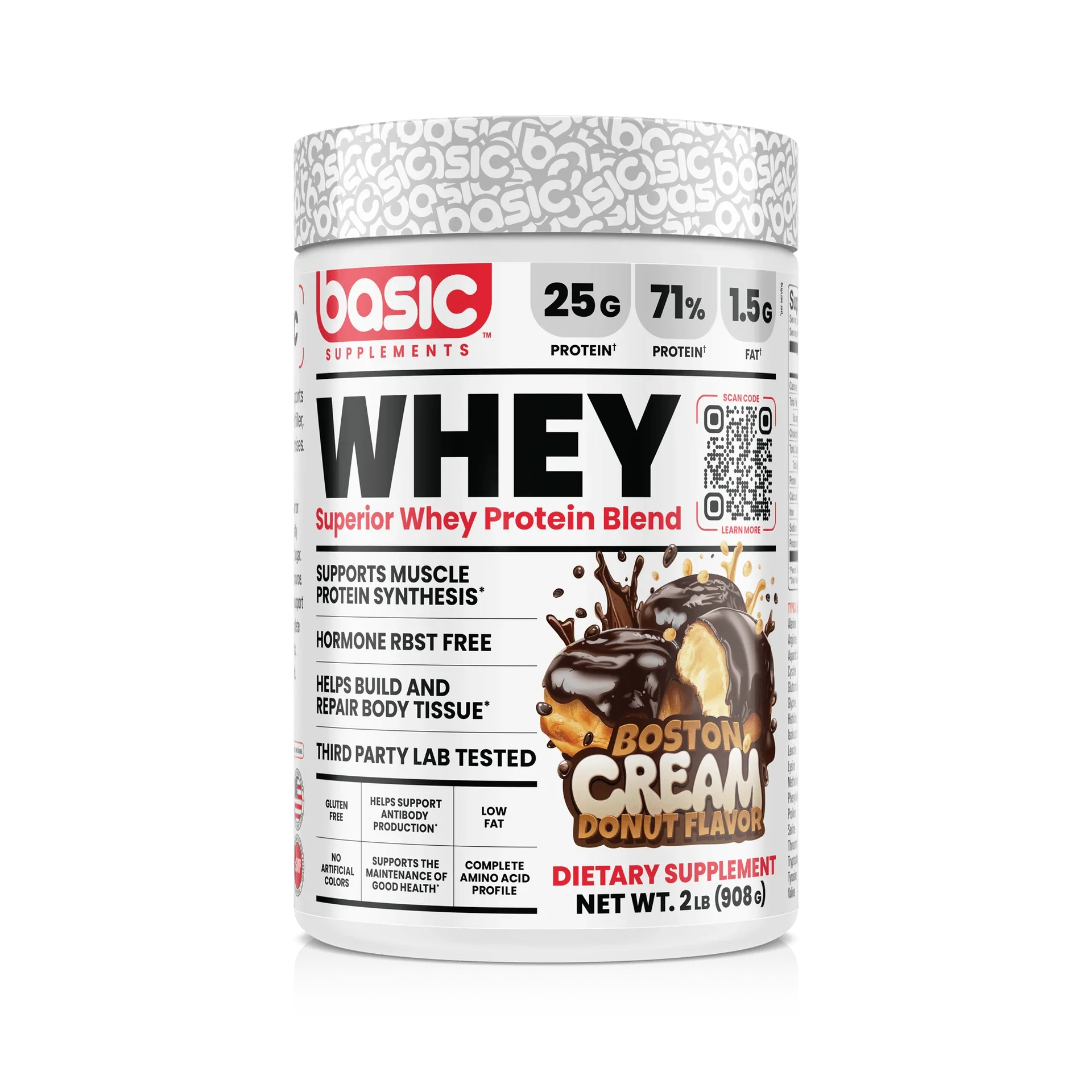 Basic Supplements Superior Whey Protein Blend 2lb, Boston Cream Donut
