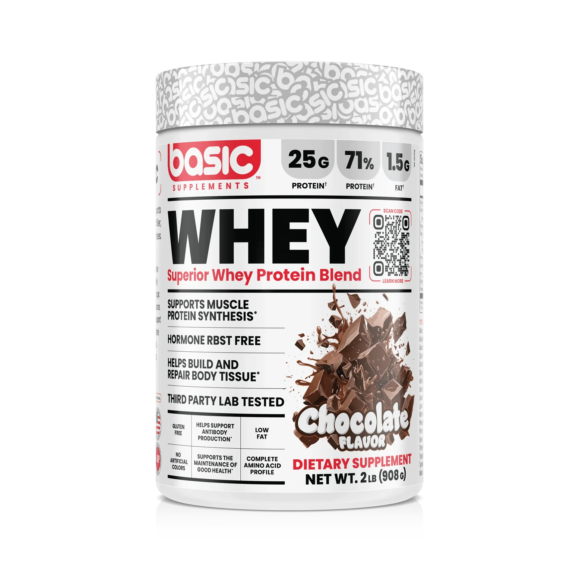 Basic Supplements Superior Whey Protein Blend 2lb, Chocolate