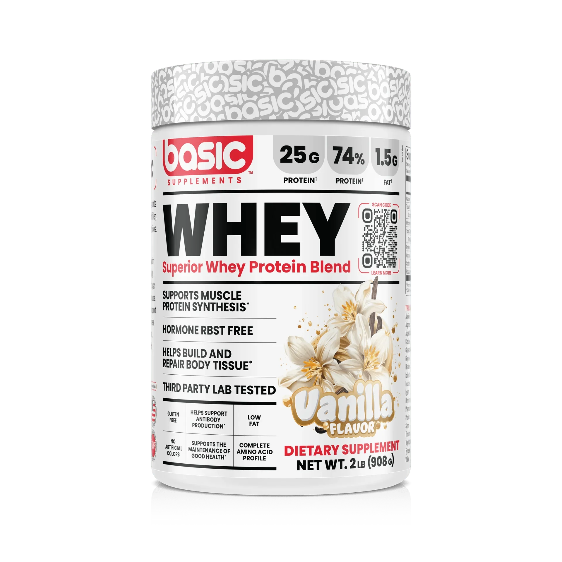 Basic Supplements Superior Whey Protein Blend 2lb, Vanilla