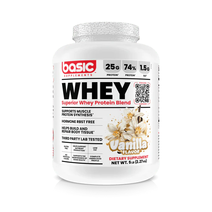 Basic Supplements Superior Whey Protein Blend 5lb, Vanilla