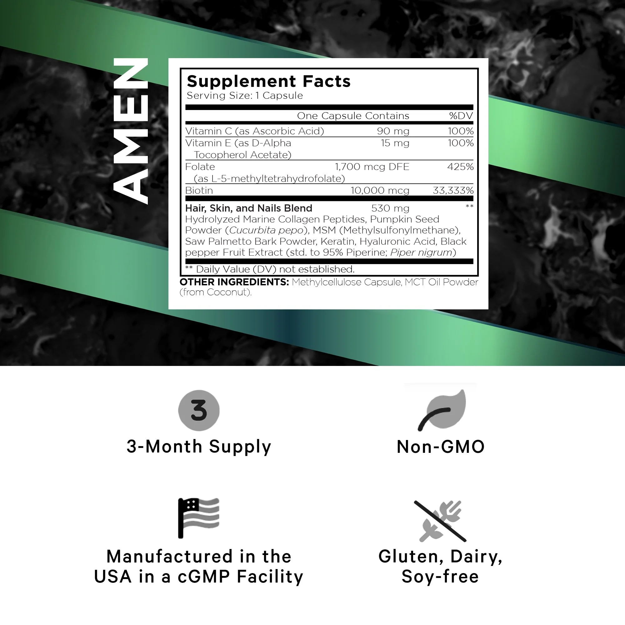 Codeage Amen Biotin Collagen Vitamins + Black Pepper Extract - Image 4