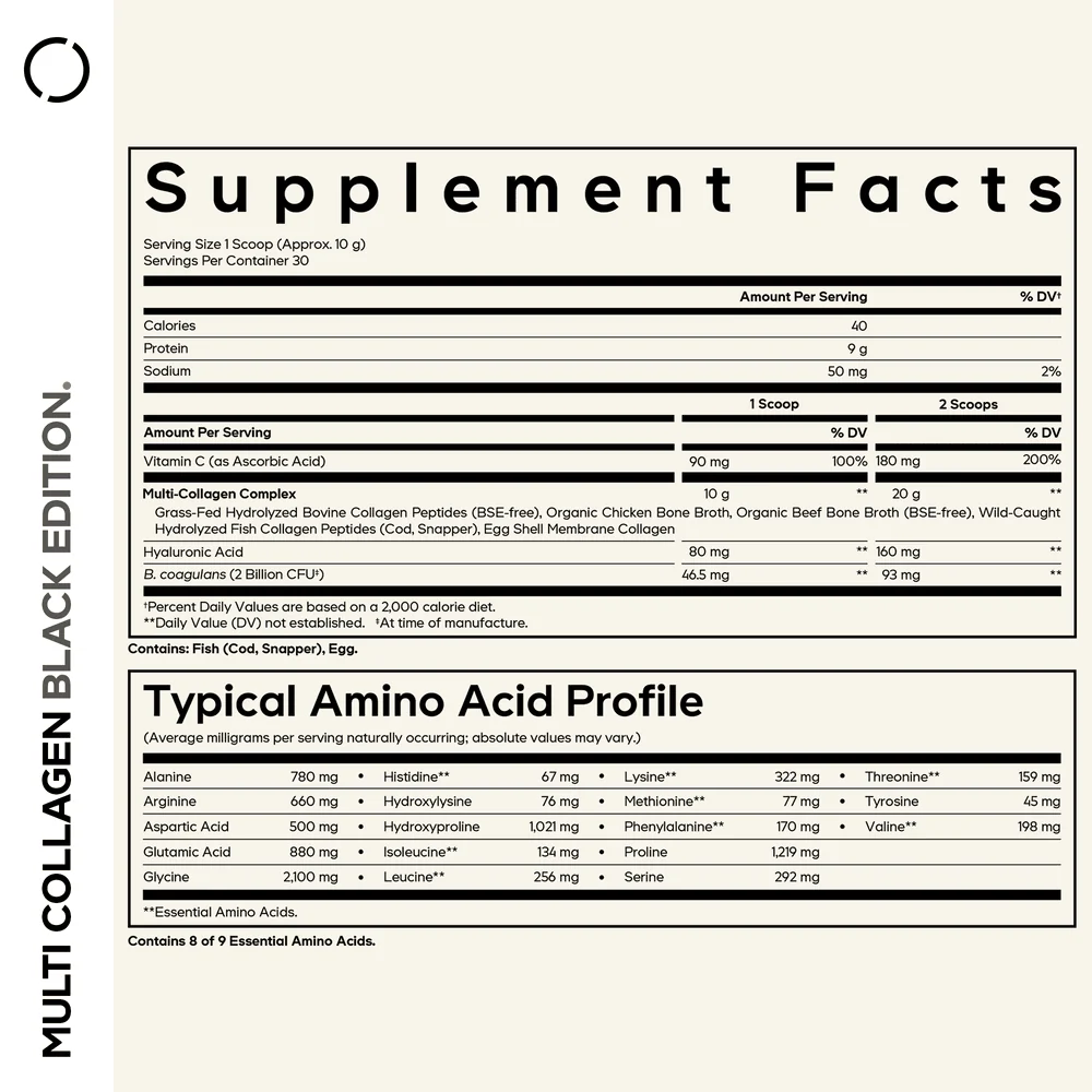 Codeage Hydrolyzed Multi Collagen Peptides Powder Supplement Black Edition - Image 2