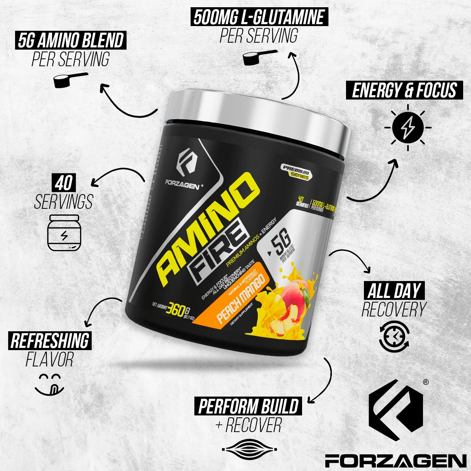 Forzagen Amino Fire Essential BCAAs + Pre Workout Energy - Image 12
