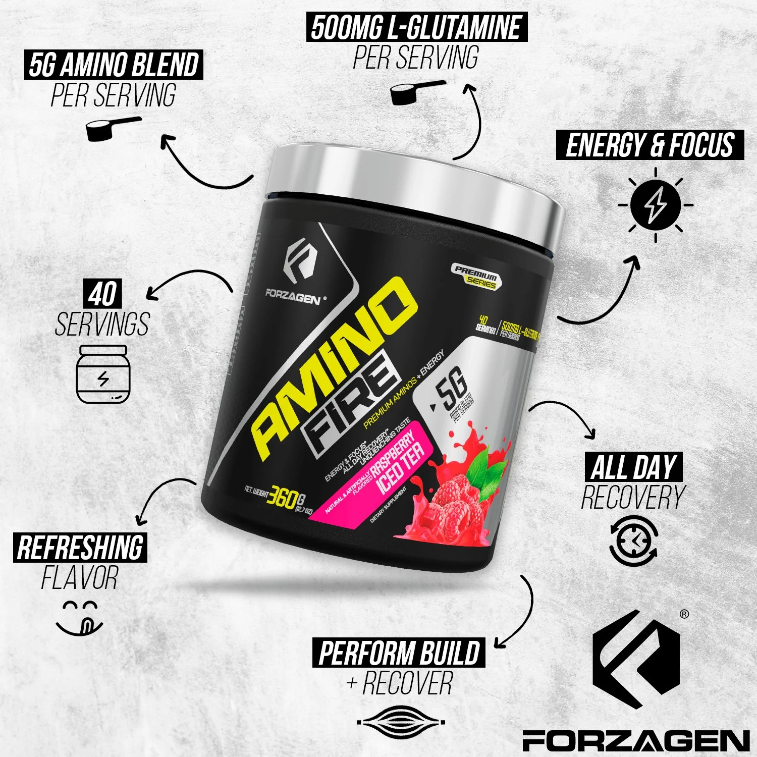 Forzagen Amino Fire Essential BCAAs + Pre Workout Energy - Image 13