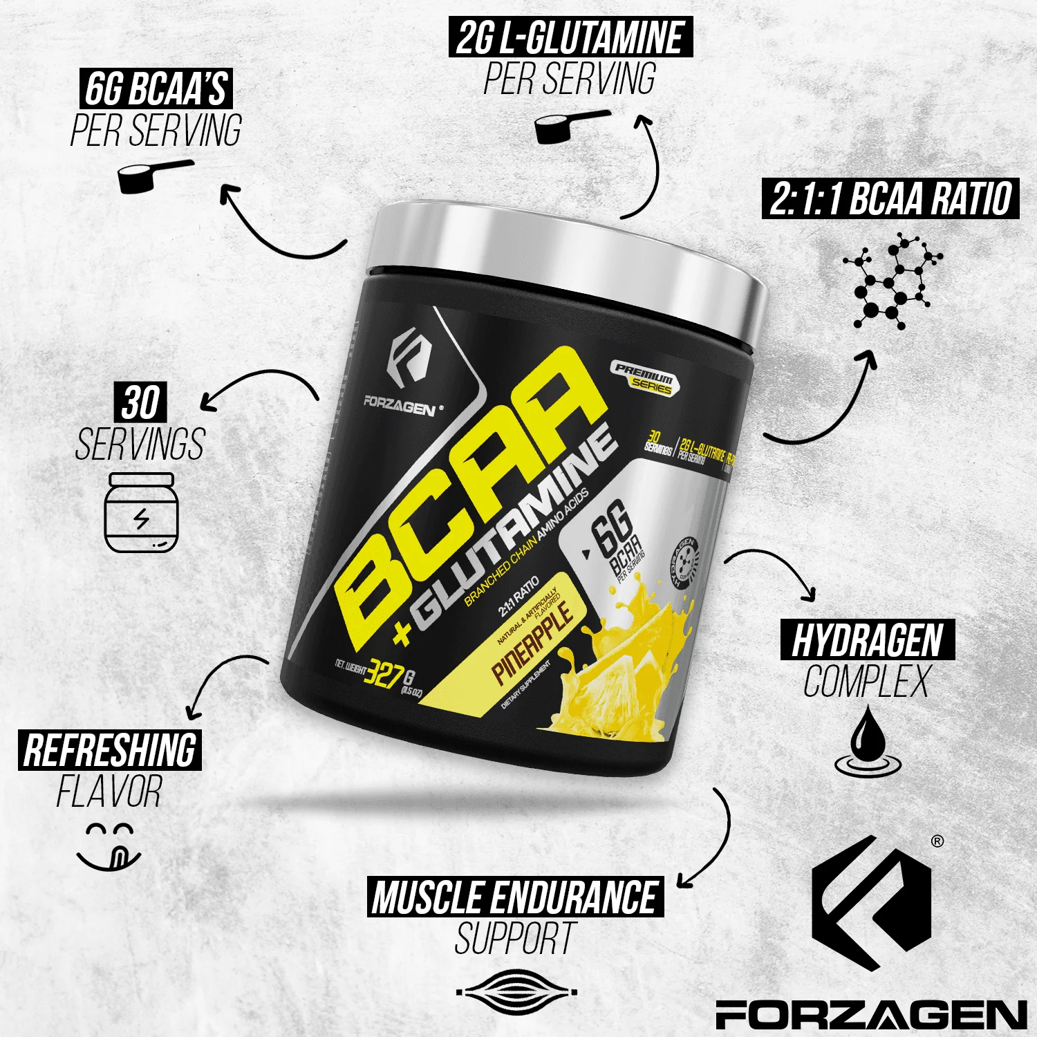 Forzagen BCAA'S + Glutamine with Hydragen Complex - Image 6