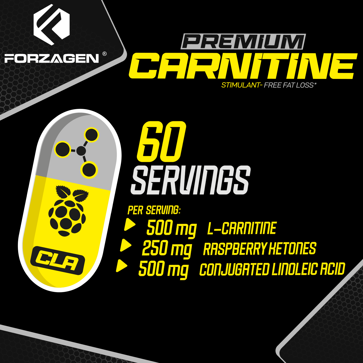 Forzagen Premium L Carnitine + CLA + Raspberry Ketones Stim-Free - Image 4