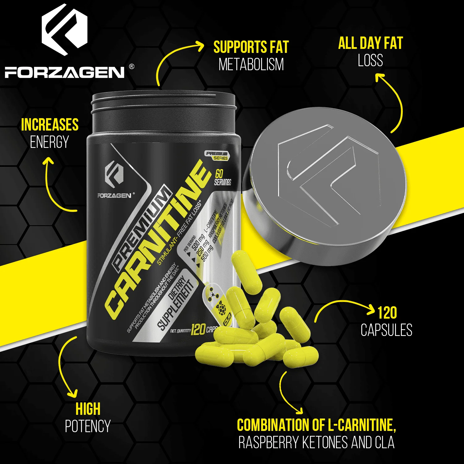 Forzagen Premium L Carnitine + CLA + Raspberry Ketones Stim-Free - Image 6